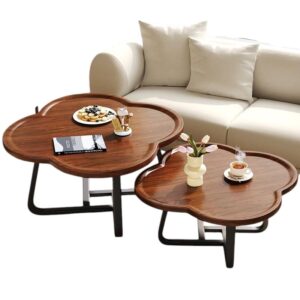 Organic Wooden Nesting Coffee Table Set – 2-Piece, Sculpted Design
