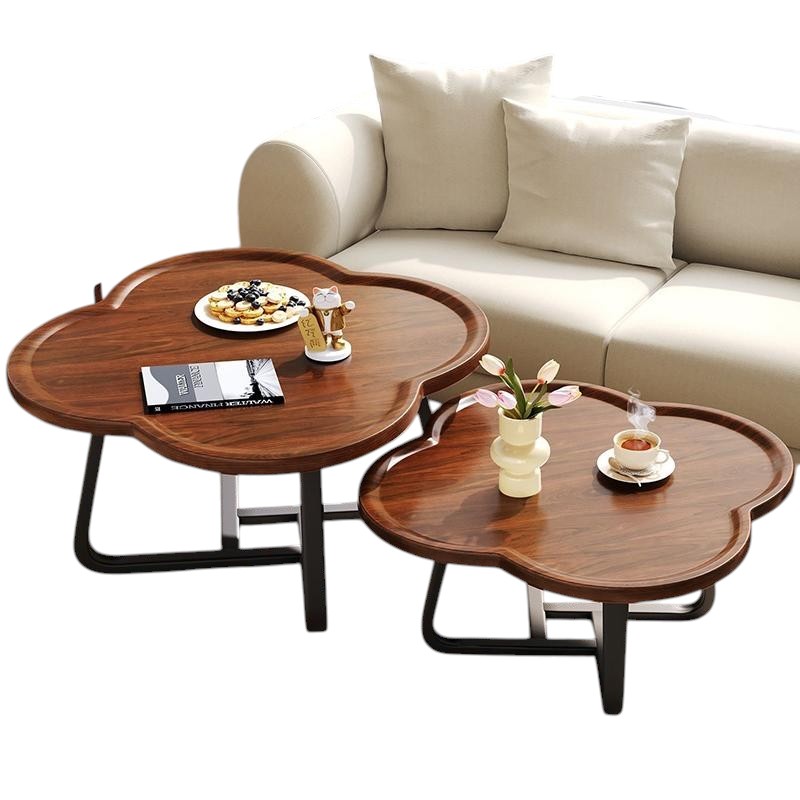 Organic Wooden Nesting Coffee Table Set – 2-Piece, Sculpted Design